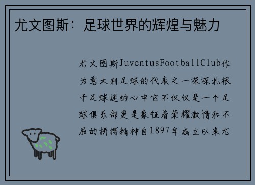 尤文图斯：足球世界的辉煌与魅力